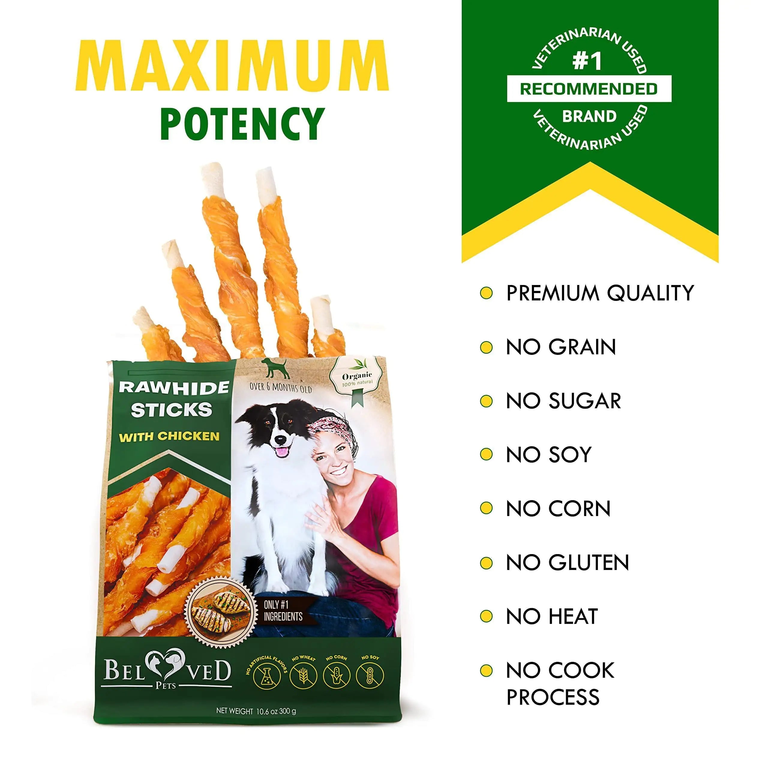 Long Rawhide Sticks & Chicken Pet Natural Chews