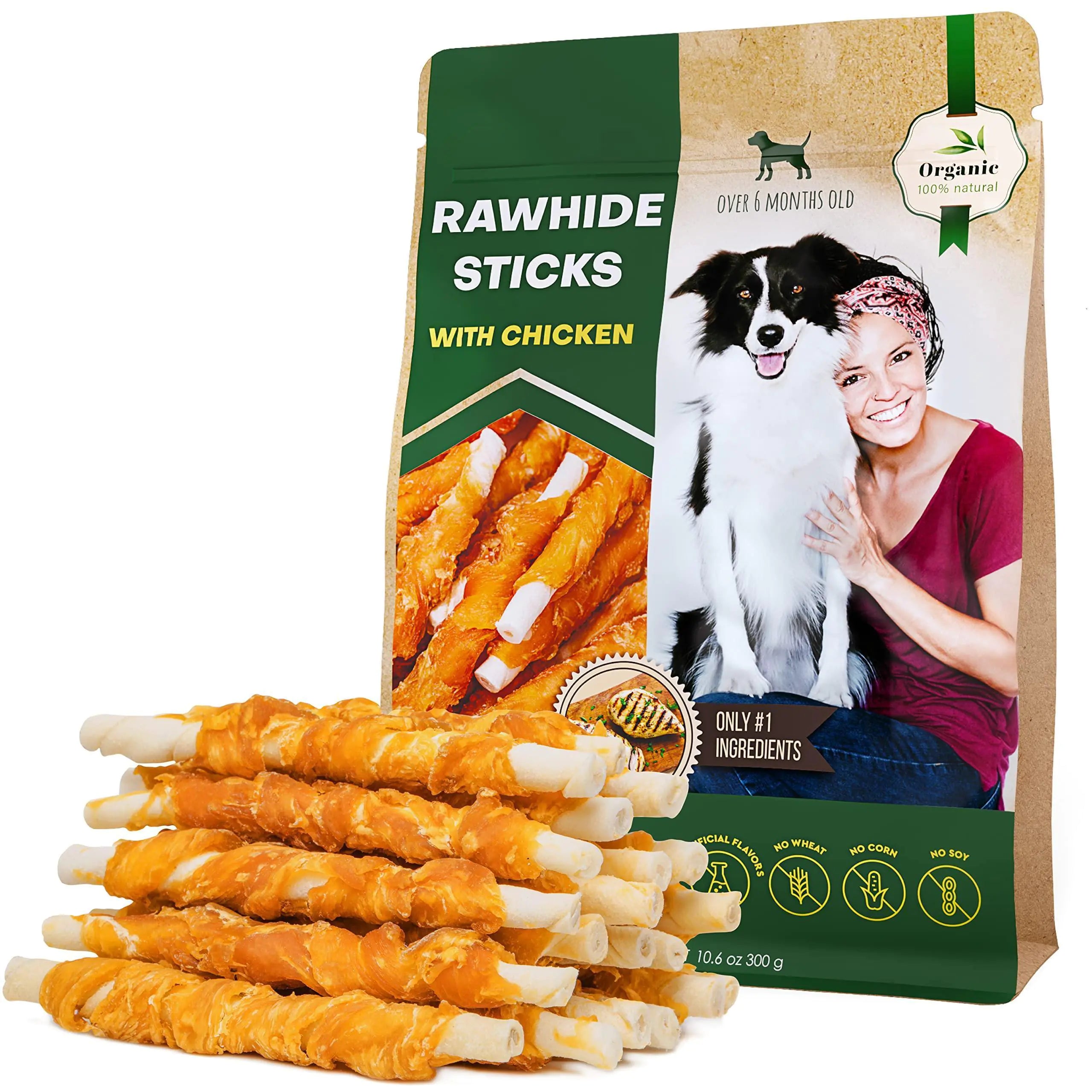 Long Rawhide Sticks & Chicken Pet Natural Chews