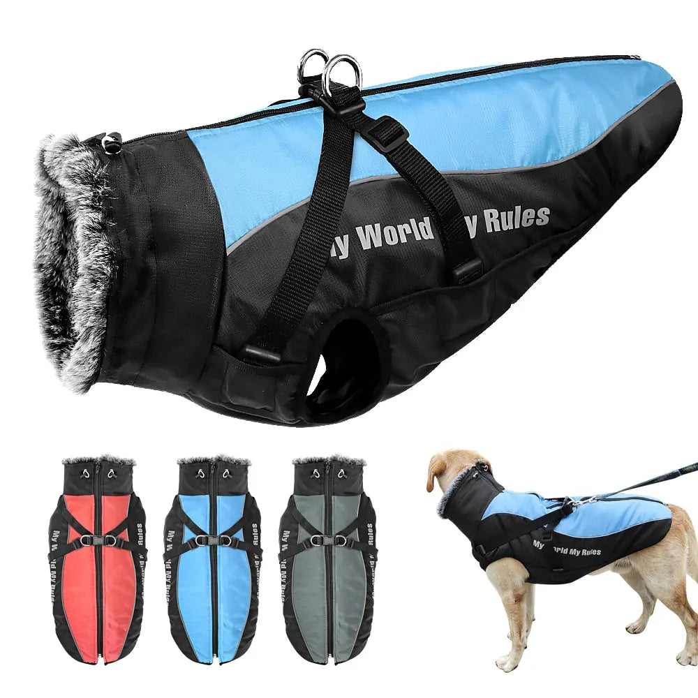 Thick Waterproof Winter Coat with Harness