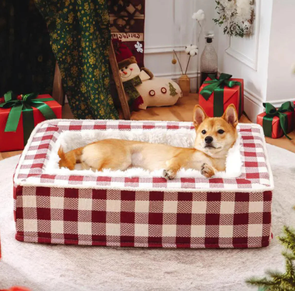 Classic Plaid Pet Bed (Removable & Washable)